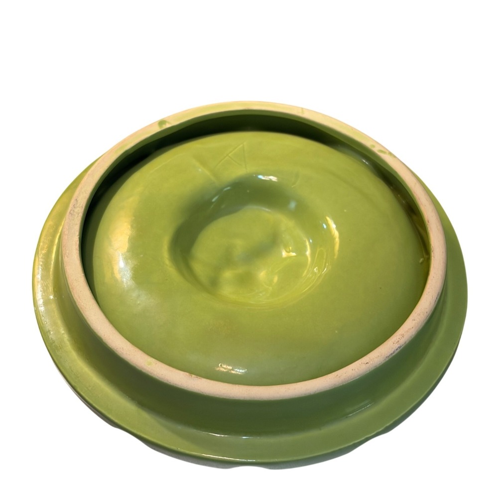 Vtg MCM Green Ceramic Ashtray Brass Base La Colonnata Style Italy Taurus Atomic - Picture 6 of 8